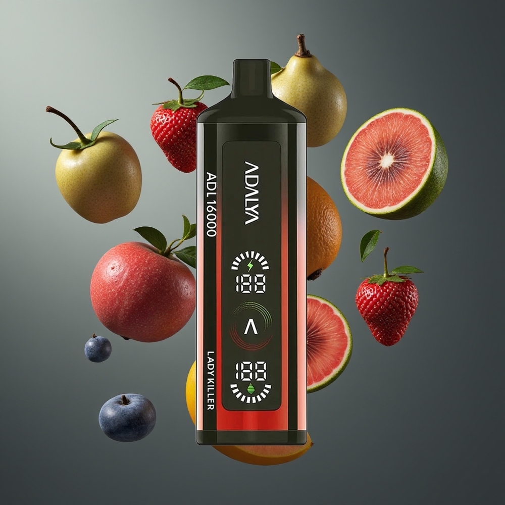 Adalya ADL 16000 PRO Puffs vape för engångsbruk - 16 000 puffar digital skärm 25ml e-vätska 1000 mAh batteri trefärgs gradient glansig finish grossister Sverige