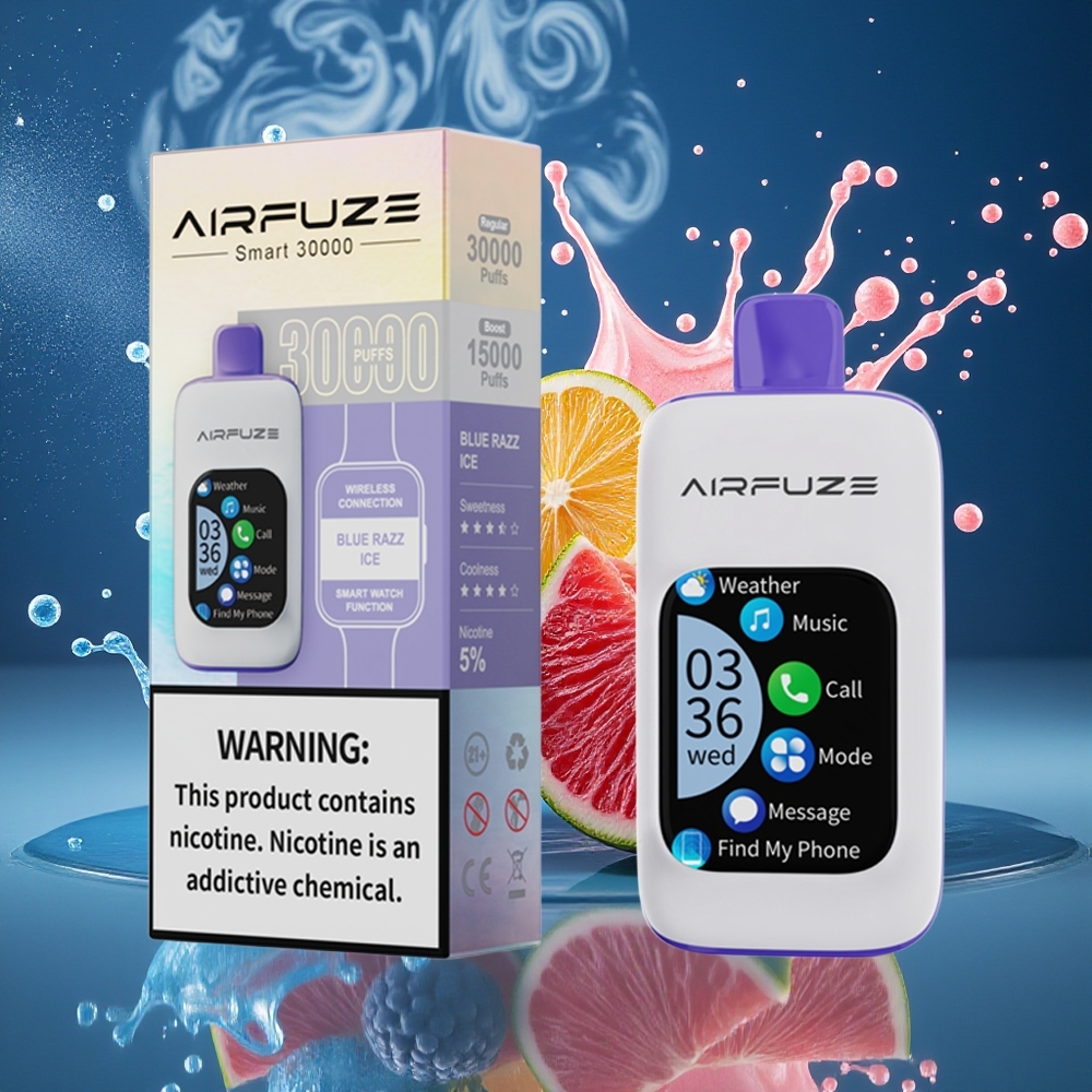 AirFuze Smart 30000 Puffs Disposable Pod - 5 Nikotin 900mAh Type-C grossister Sverige Blue Razz Ice