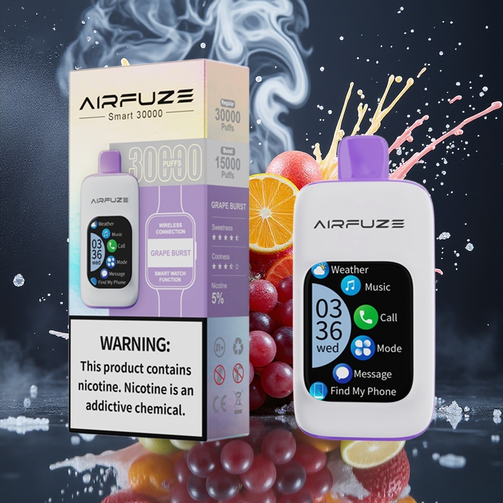 AirFuze Smart 30000 Puffs Disposable Pod - 5 Nikotin 900mAh Type-C grossister Sverige Grape Burst