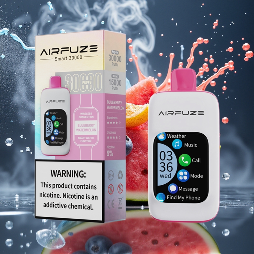AirFuze Smart 30000 Puffs Disposable Pod Grossister Sverige – 5 Nikotin 900mAh Type-C 201\ TFT-touchskärm Blåbär Vattenmelon