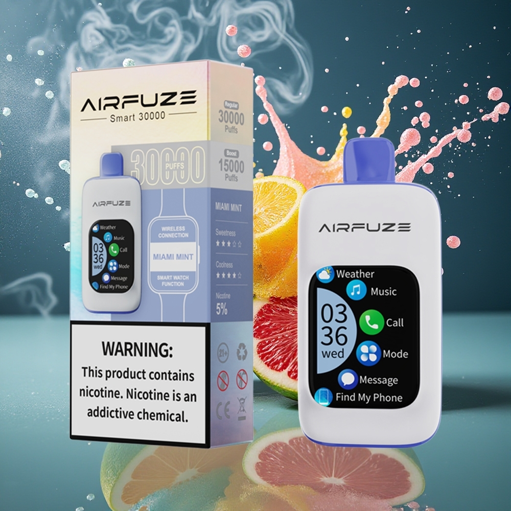 AirFuze Smart 30000 Puffs Disposable Pod med 5 Nikotin 900mAh Batteri  Type-C-laddning – Grossister Sverige Miami Mint
