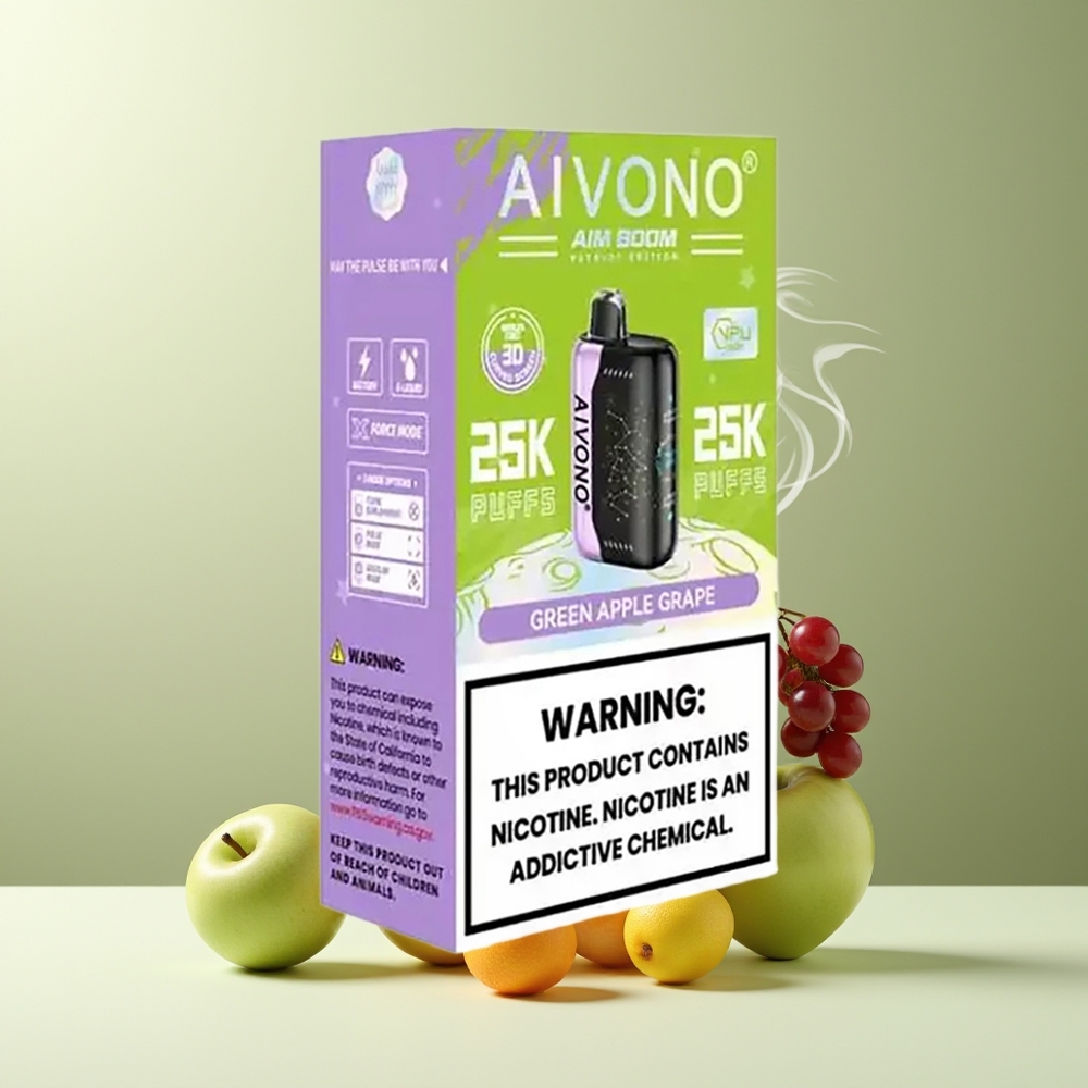 Aivono AIM BOOM 25000 Puffs 28ml 650mAh Type-C grossister Sverige Grønt æble og drue
