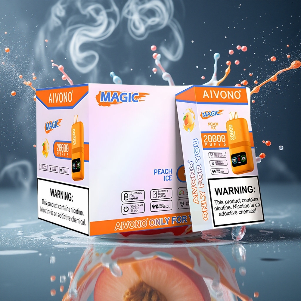 Aivono AIM MAGIC 20000 Puffs Grossister Sverige – 26ml E-liquid Dual Mesh Coils LCD-display 10 Smaker Tillgängliga Persikoglass