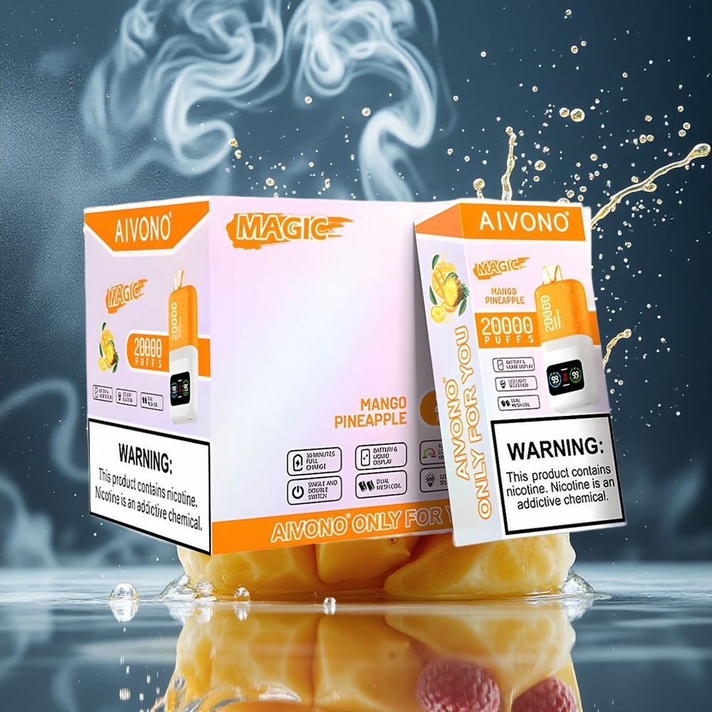 Aivono AIM MAGIC 20000 Puffs grossister Sverige – 26ml E-liquid Dual Mesh Coils LCD Display 10 Smaker Tillgängliga Mango Ananas