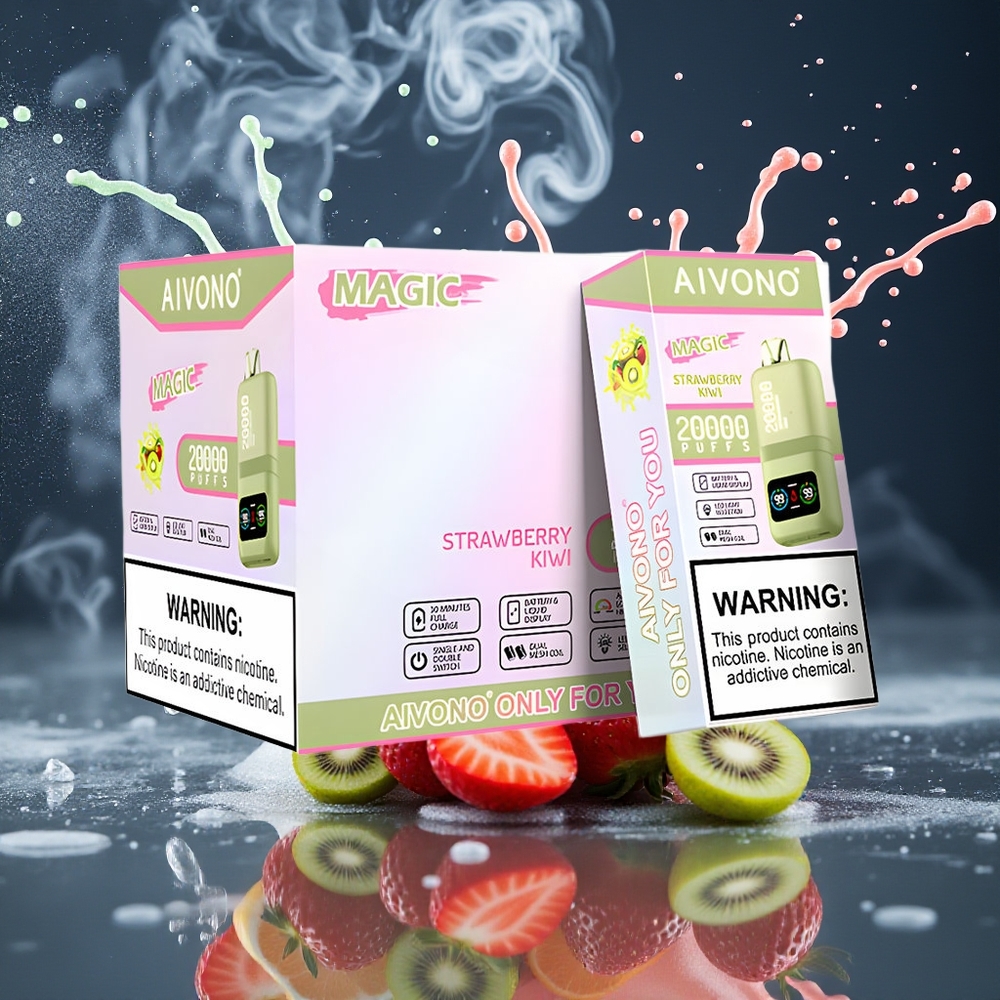 Aivono AIM MAGIC 20000 Puffs grossister Sverige – 26ml E-liquid Dual Mesh Coils LCD-display 10 Smaker Tillgängliga Jordgubbskiwi