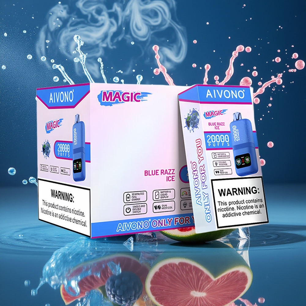 Aivono AIM MAGIC 20000 Puffs grossister Sverige – 26ml E-liquid Dual Mesh Coils LCD-skärm Typ-C-laddning 10 Smaker Tillgängliga