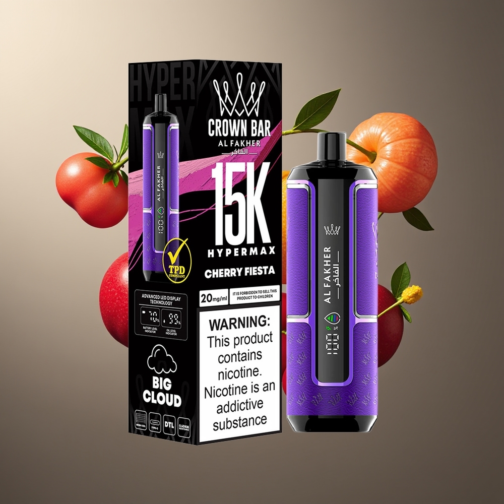 Al Fakher Crown Bar 15K Hypermax 22ml 600mAh 15 000 puff DTL 20mg bärbar e-vape grossister Sverige