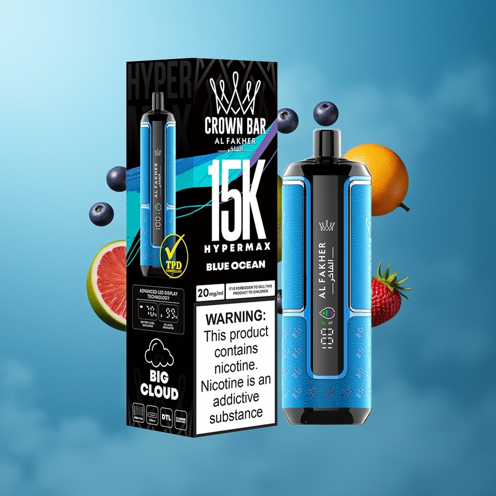 Al Fakher Crown Bar 15K Hypermax 22ml 600mAh 15000 puff DTL 20mg Grossister Sverige