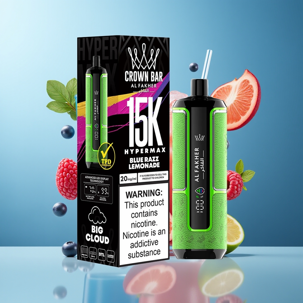 Al Fakher Crown Bar 15K Hypermax Grossister Sverige – 22ml E-Liquid 15 000 puff 600mAh Type-C 20mg Nikotin DTL