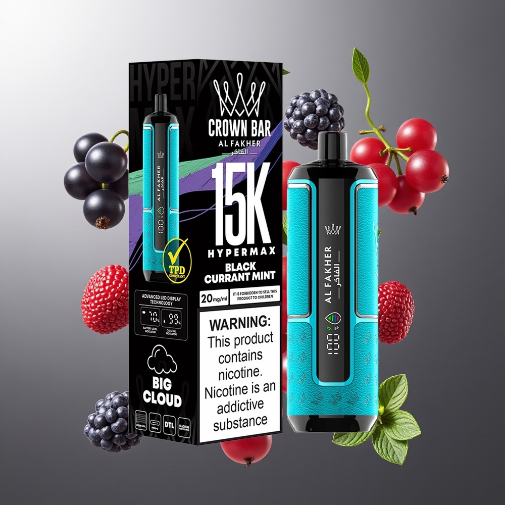 Al Fakher Crown Bar 15K Hypermax vape för engångsbruk Kit - 22ml E-Liquid 15 000 puff 600mAh Battery Type-C laddning 20mg Nikotin grossister Sverige