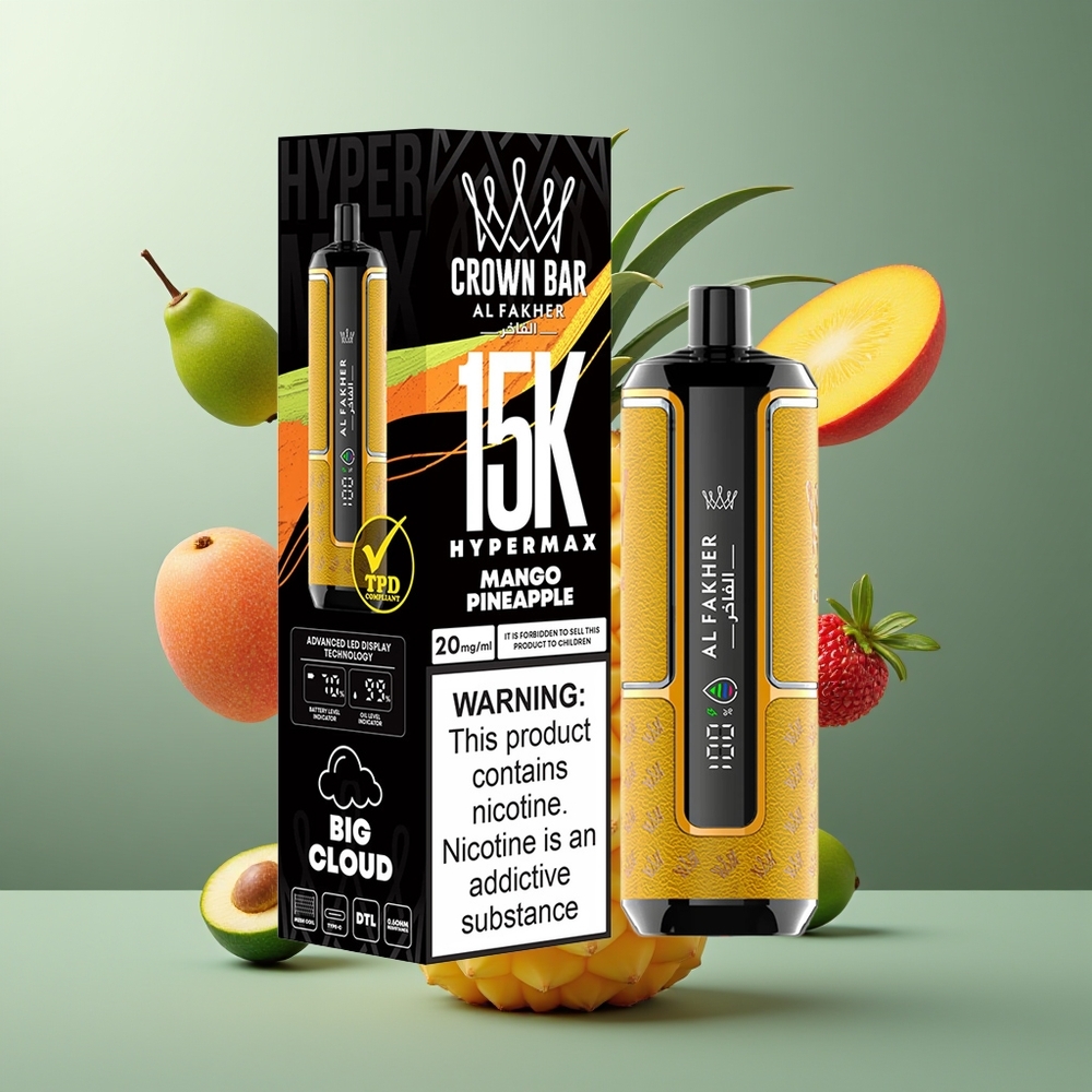 Al Fakher Crown Bar 15K Hypermax vape för engångsbruk Kit 22ml 15 000 puff 600mAh grossister Sverige