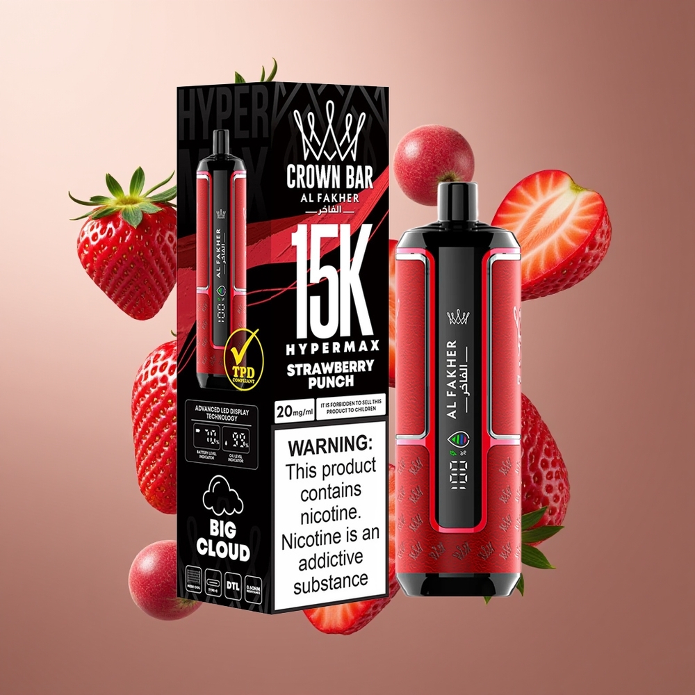 Al Fakher Crown Bar 15K Hypermax vape för engångsbruk Kit 22ml 600mAh 15 000 puff grossister Sverige