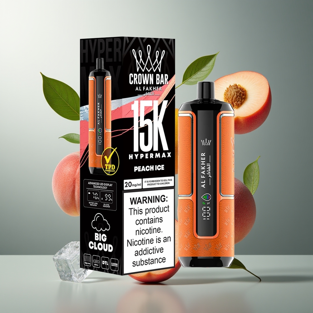 Al Fakher Crown Bar 15K Hypermax vape för engångsbruk Kit 22ml 600mAh Type-C 15 000 puff DTL 20mg grossister Sverige