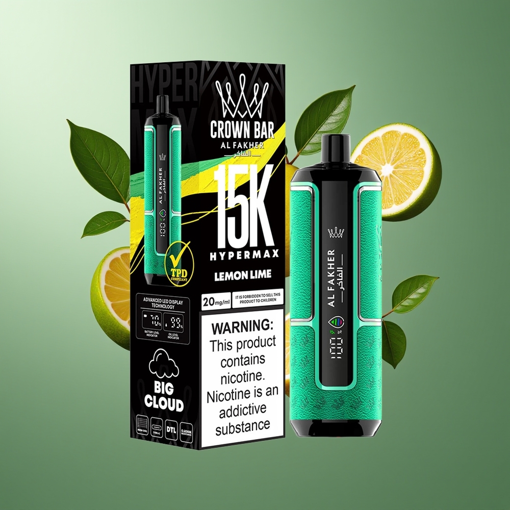 Al Fakher Crown Bar 15K Hypermax vape för engångsbruk Kit 22ml 600mAh Type-C 15000 puff DTL 20mg Compact grossister Sverige