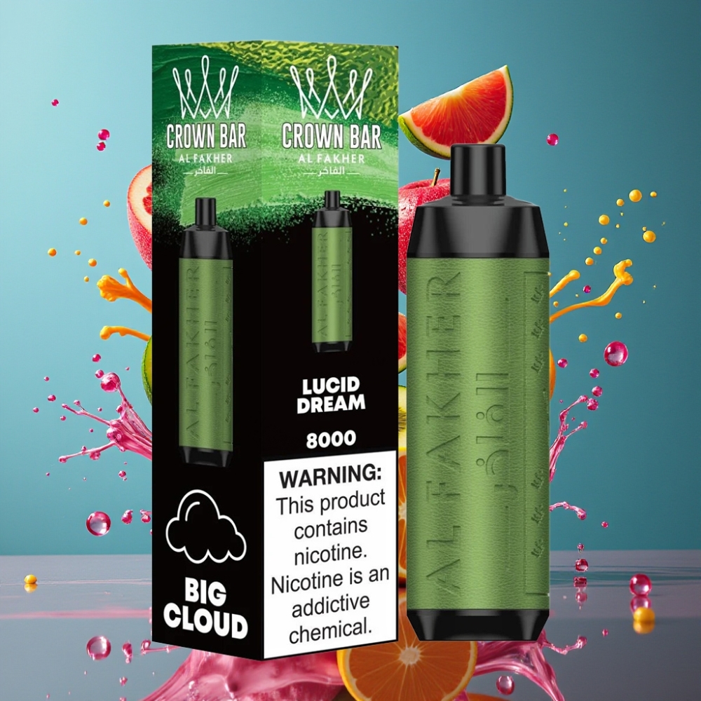 Al Fakher Crown Bar 8000 Crystal Engångsvape - 18ml e-Liquid 5mg Nikotin 8000 Puffs USB Type-C Grossister Sverige