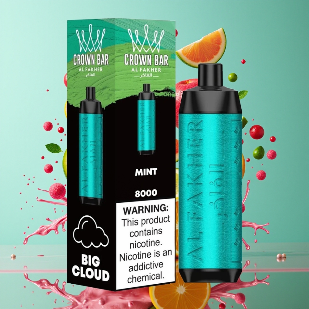 Al Fakher Crown Bar 8000 Crystal Engångsvape - 600mAh Batteri 18ml E-Vätska 8000 Drag USB-C - Grossister Sverige