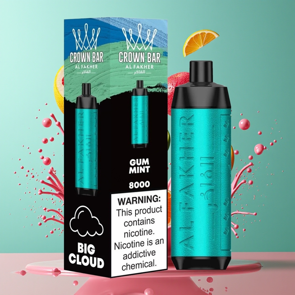 Al Fakher Crown Bar 8000 Crystal Engångsvape Grossister Sverige – 8000 puffar 18ml e-liquid 5mg nikotin laddningsbar via USB-C
