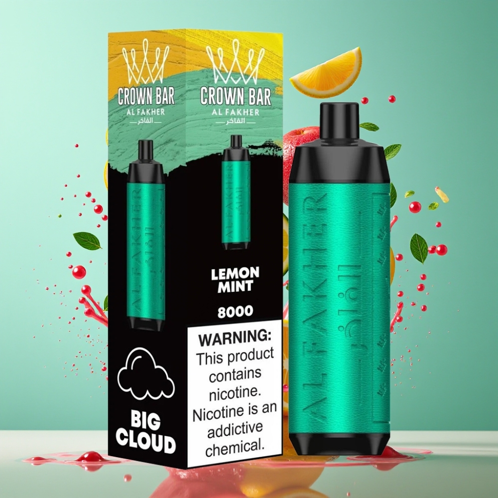 Al Fakher Crown Bar 8000 Crystal Grossister Sverige – 18ml E-vätska 5mg Nikotin 8000 Puffar USB-C Laddning 600mAh Batteri