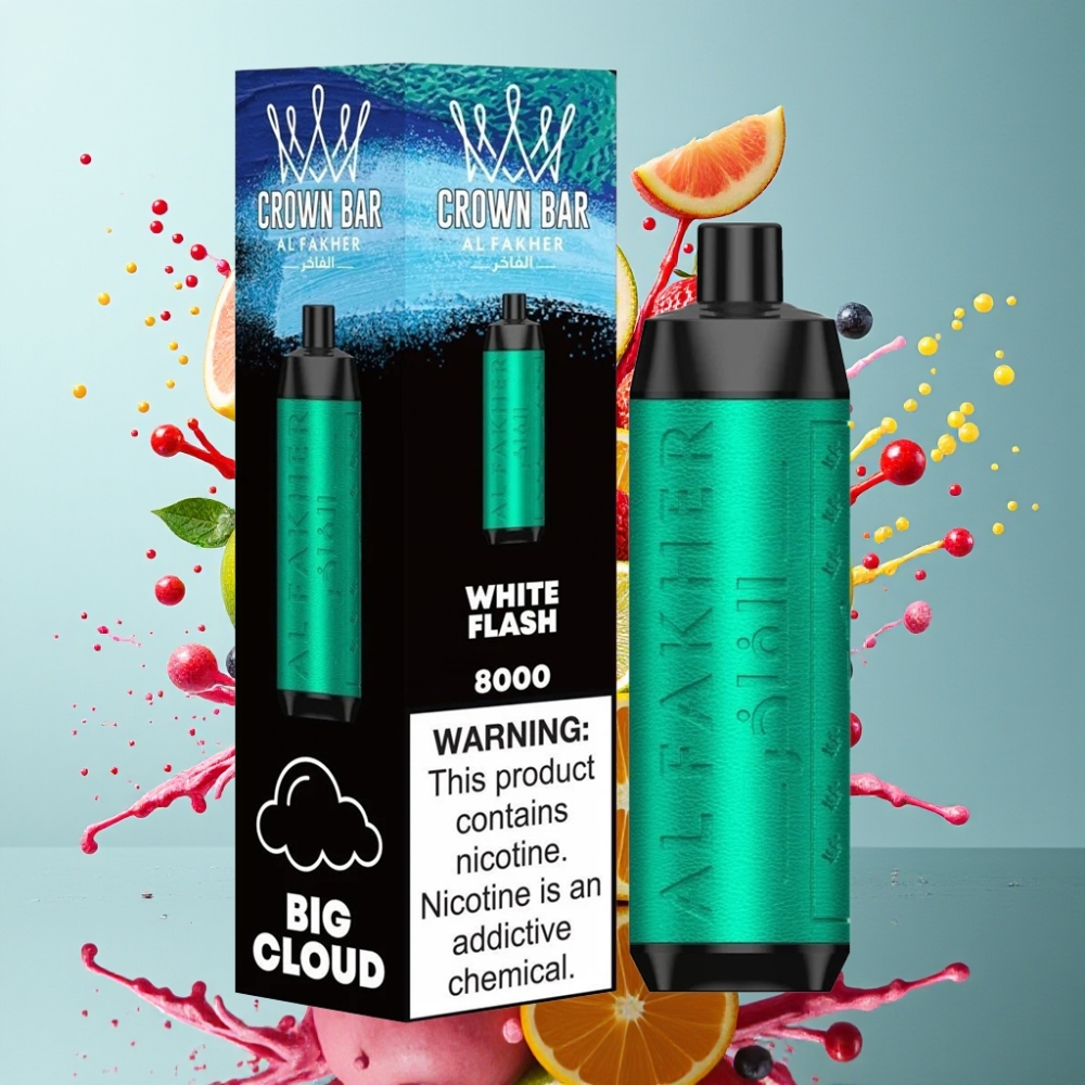 Al Fakher Crown Bar 8000 Crystal Grossister Sverige – 18ml e-Liquid 5mg Nikotin 8000 puffar USB-C