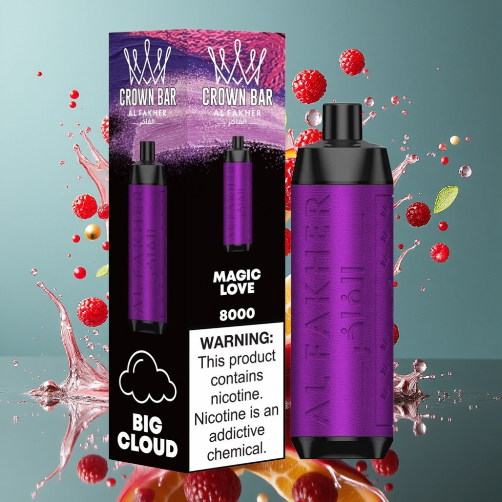 Al Fakher Crown Bar 8000 Crystal Grossister Sverige – 18ml e-Liquid 5mg Nikotin 8000 puffar USB-C-laddning Magisk kärlek