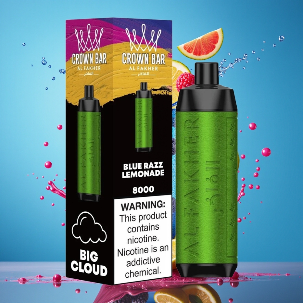Al Fakher Crown Bar 8000 Crystal Grossister Sverige – 18ml e-Liquid 5mg Nikotin 8000 puffar USB Type-C 600mAh Batteri