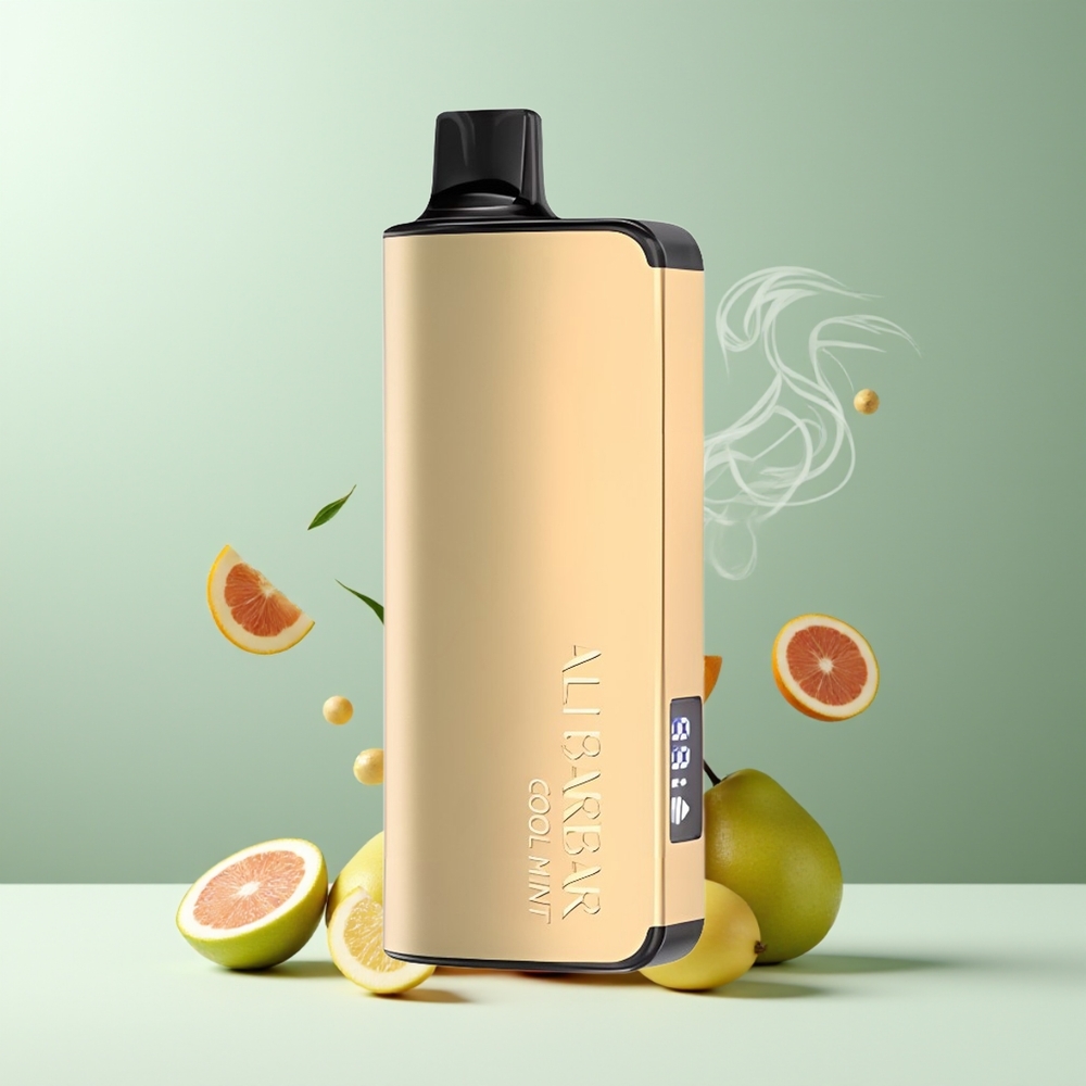 Alibarbar Ingot 9000 Puffs Grossister Sverige – 22ml E-liquid 2350mAh 12 Ohm LED Display Cool Mint