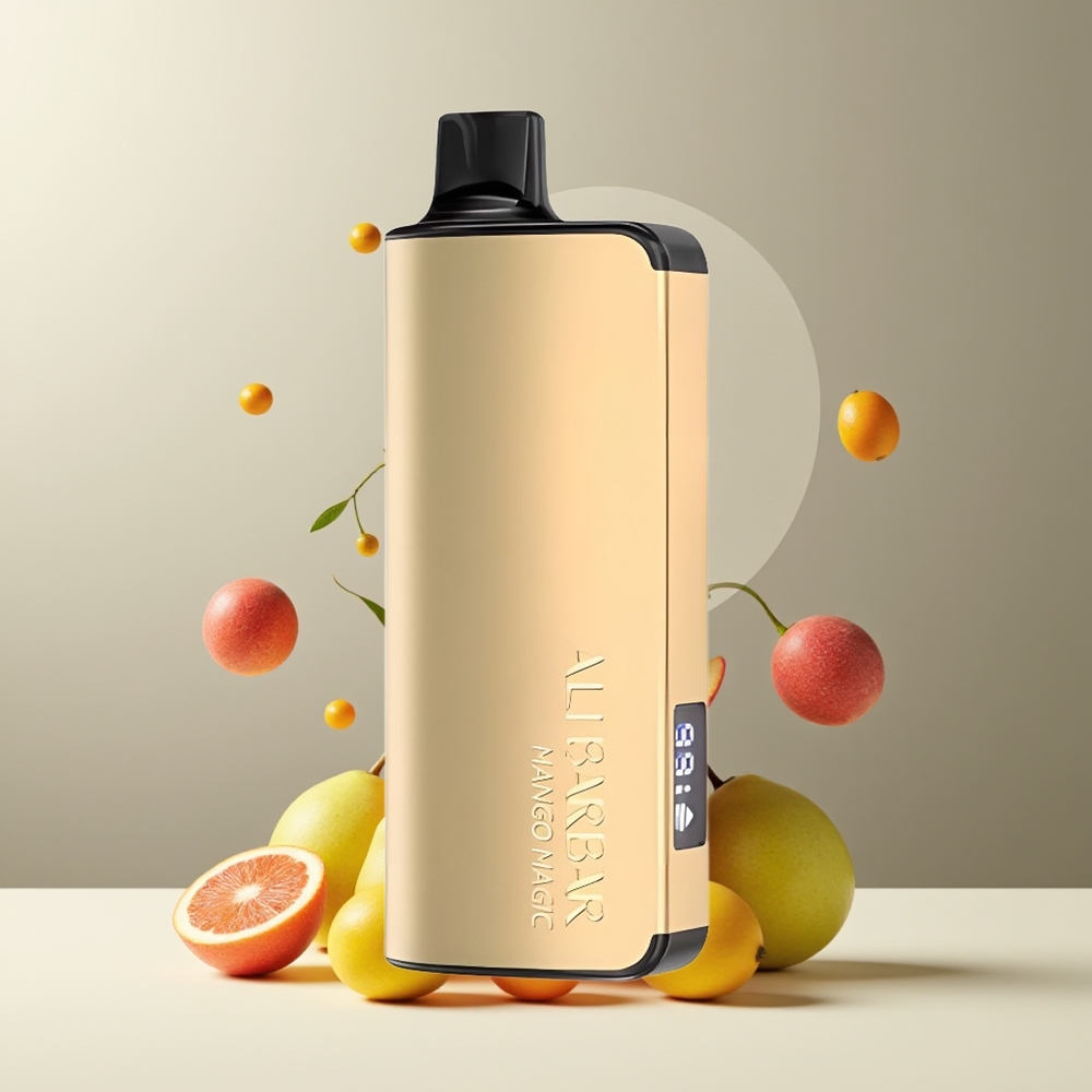 Alibarbar Ingot 9000 Puffs Grossister Sverige – 22ml E-liquid 2350mAh 12 Ohm LED Display Mango Magic