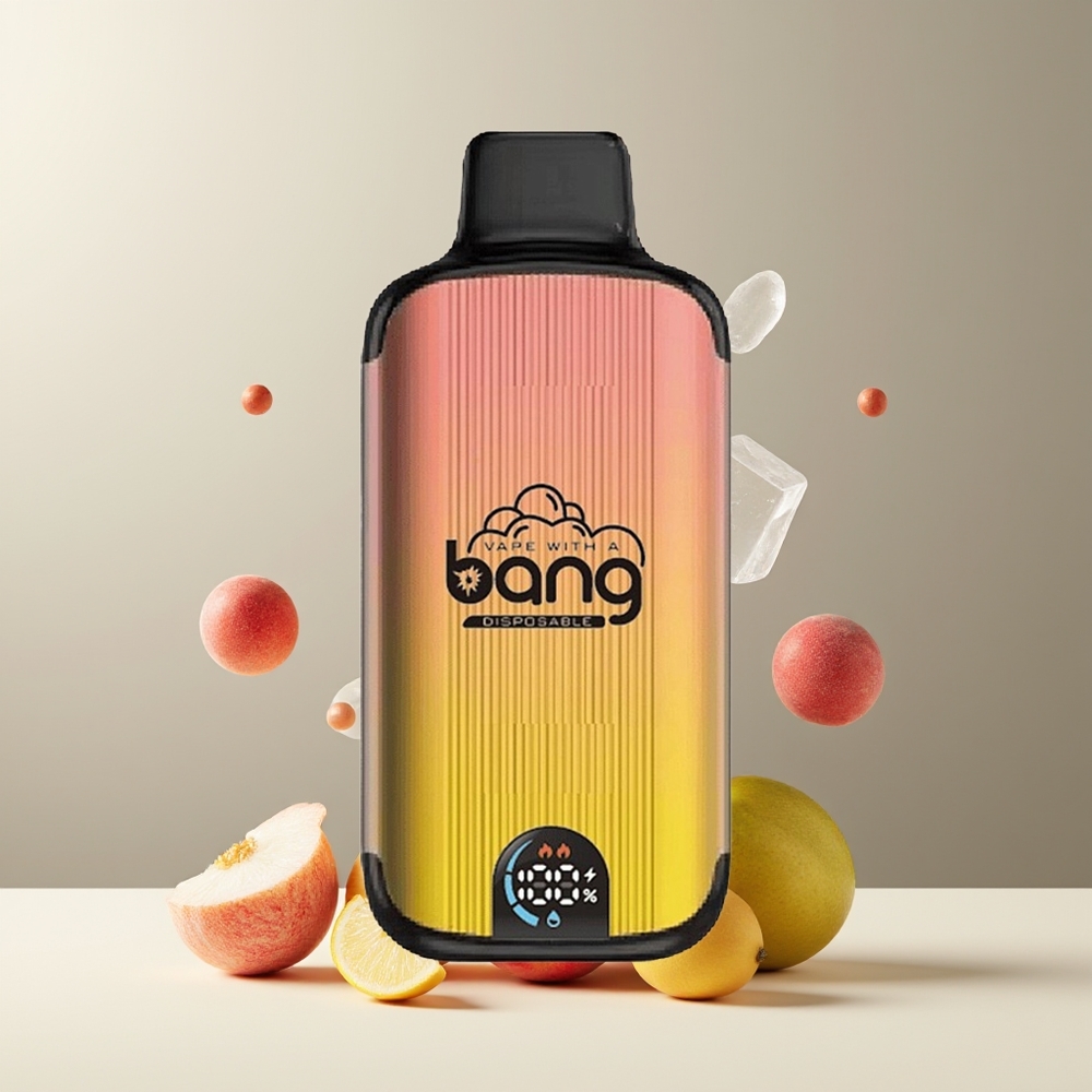 Bang 20000 Puffs Engangs Vape grossister Sverige med 13400 Battery Type-C Charging  Smart Screen Fersken Is