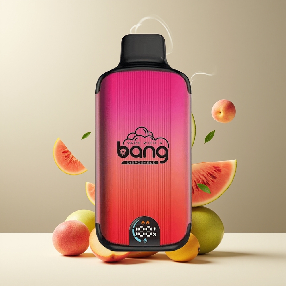 Bang 20000 Puffs Engangs Vape grossister Sverige med 13400 Battery Type-C Charging  Smart Screen Mango Fersken Vandmelon