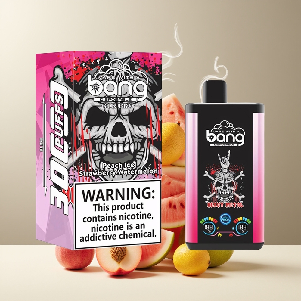 Bang 30K Pro 30000 Puffs grossister Sverige – 36ml E-Liquid 550mAh Dual-Flavor System Nikotinstyrka 0 2 3 5 Ferskenis  Jordbær Vandmelon