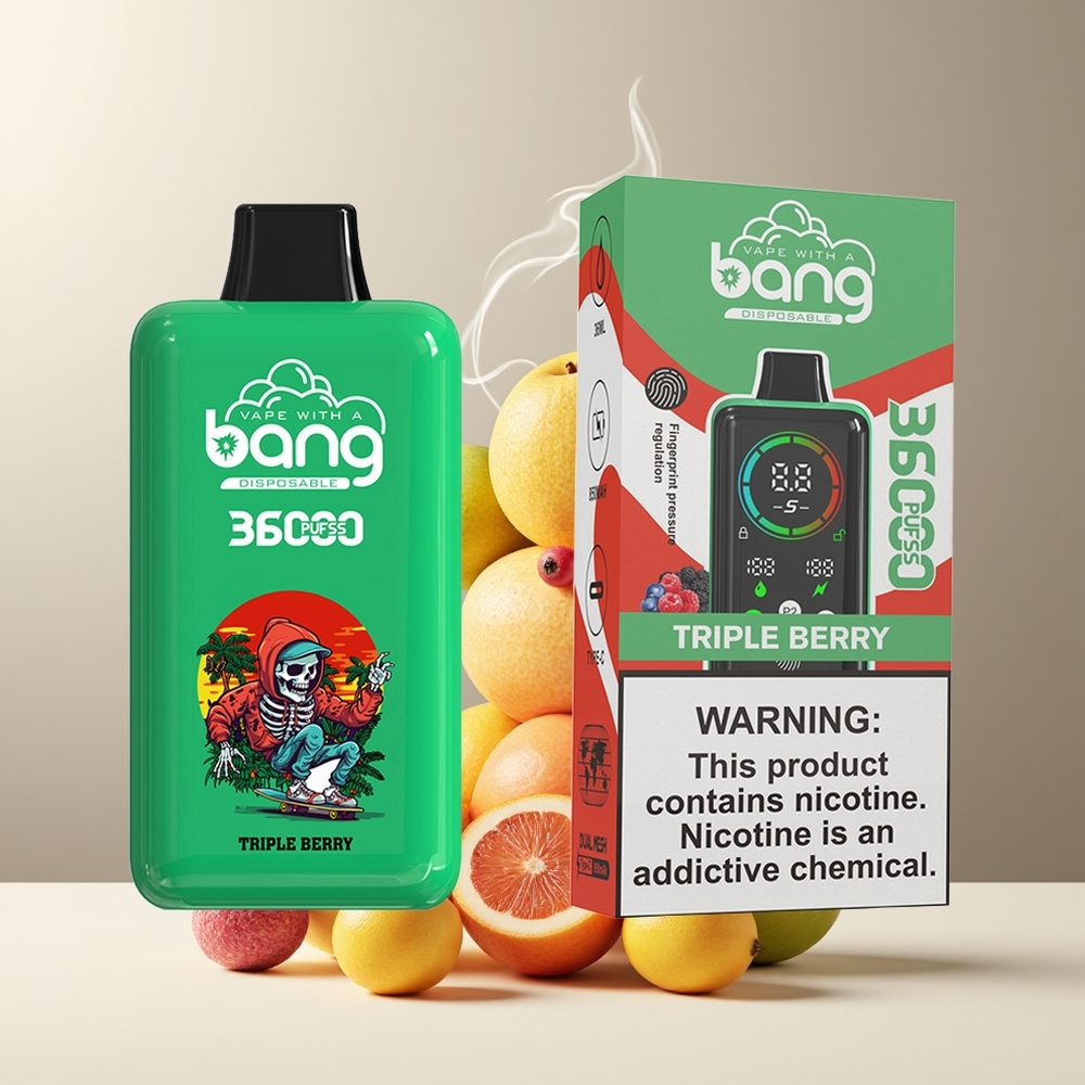Bang 36000 Power Engangs Vape 36ml 36000 puff 850mAh grossister Sverige Triple Berry