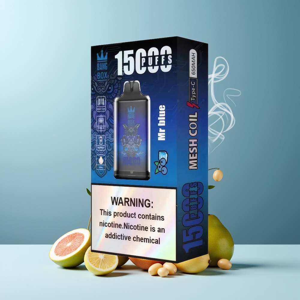 Bang Box 15000 Puffs 23ml E-liquid 0/2/3/5 Nikotin 650mAh grossister Sverige TYPE-C 1 låda 10 pcs