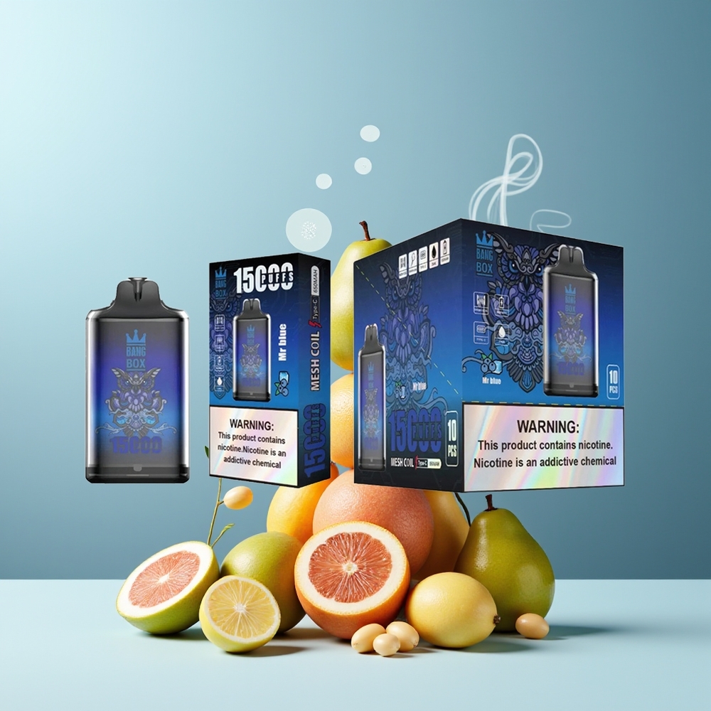 Bang Box 15000 Puffs 23ml E-liquid 0/2/3/5 Nikotin 650mAh grossister Sverige TYPE-C 1 låda 10 pcs