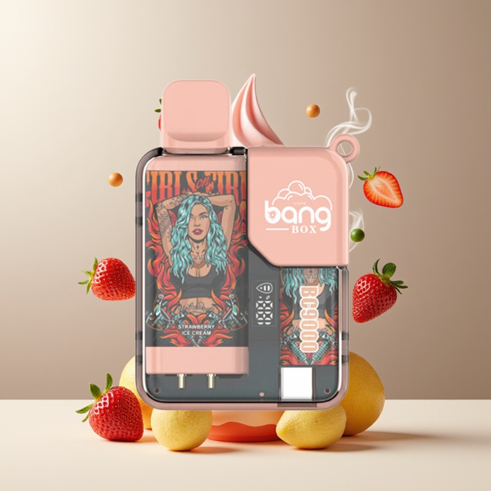 Bang Box 9000 Puffs Grossister Sverige – 14ml E-Liquid 650 mAh Type-C Laddning Jordbær Is
