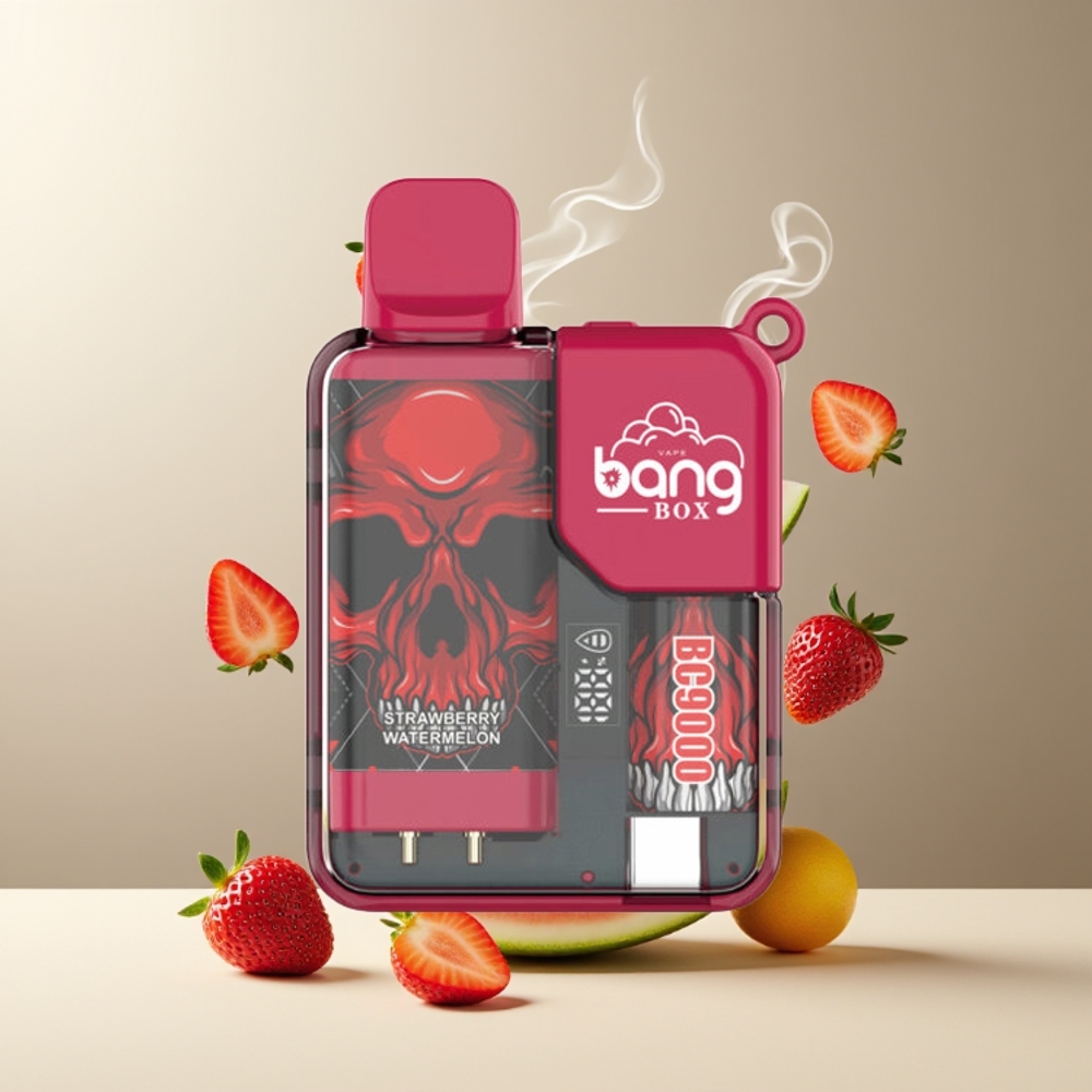 Bang Box 9000 Puffs Grossister Sverige – 14ml E-Liquid 650 mAh Type-C Laddning Jordbær Vandmelon