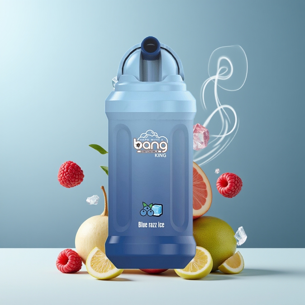Bang King 12000 Puffs 23ml 650mAh 12 Ohm Mesh Coil grossister Sverige Blå Razz Is