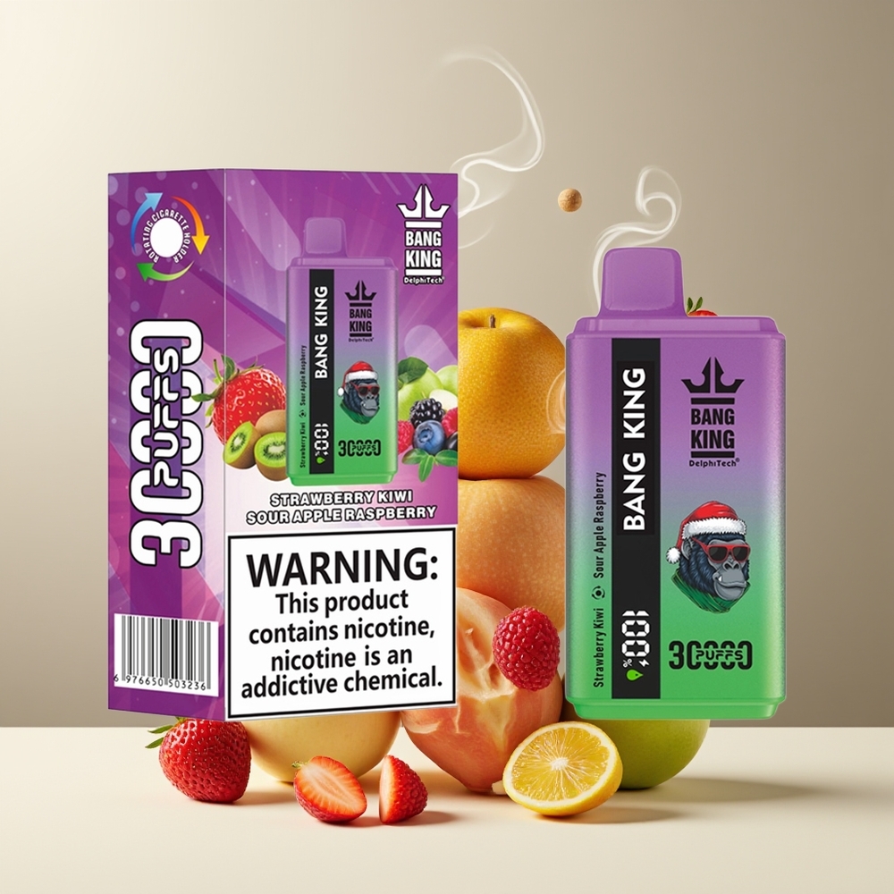 Bang King 30000 Puffs 36ml 550mAh Type-C grossister Sverige Jordbær Kiwi Sour Apple Hindbær