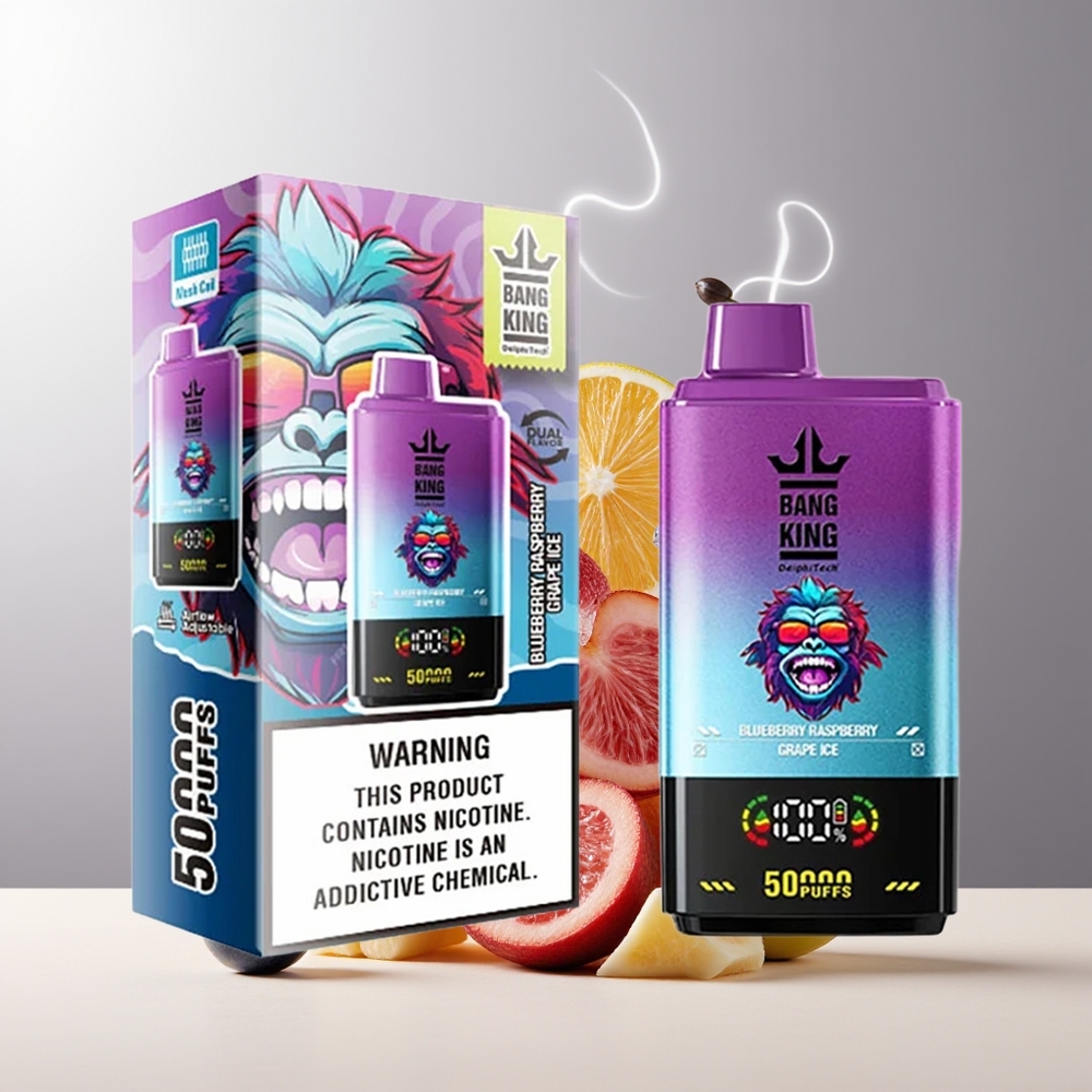 Bang King 50000 Engangs Vape 50ml 850mAh Type-C grossister Sverige Blåbær Hindbær Drueis
