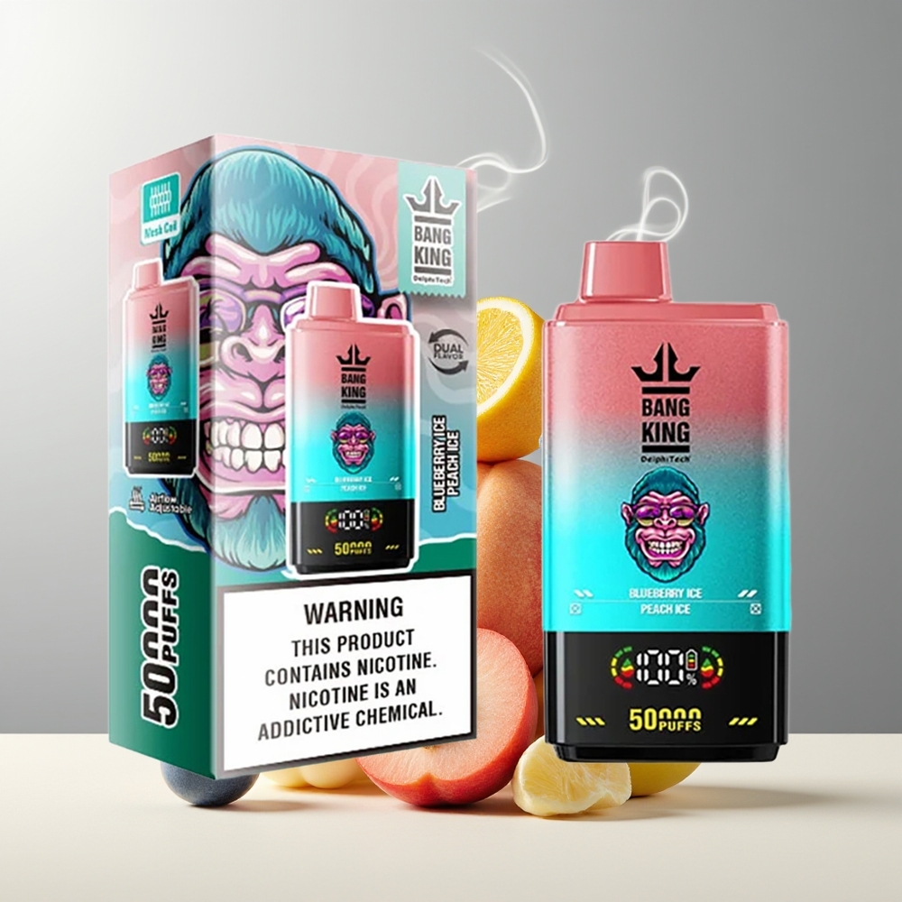 Bang King 50000 Engangs Vape 50ml 850mAh Type-C grossister Sverige Blåbæris Ferskenis