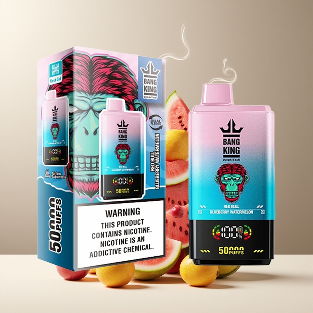 Bang King 50000 Engangs Vape 50ml 850mAh Type-C grossister Sverige Red Bull Blåbær Vandmelon