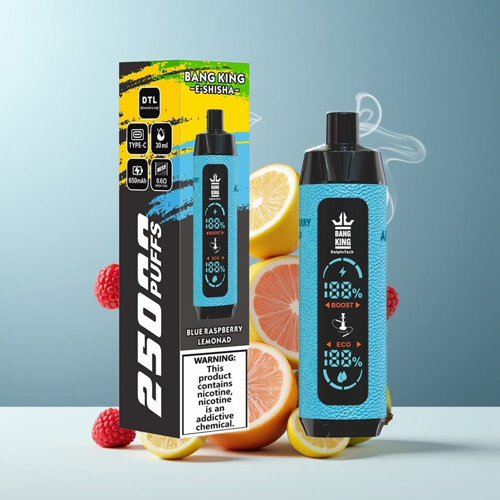 Bang King Shisha 25000 Puffs 30ml 650 mAh Type-C grossister Sverige Blå Hindbær Lemonda