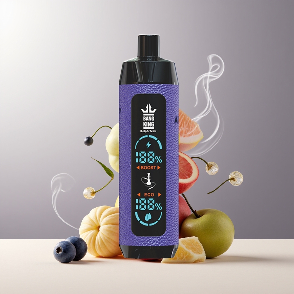 Bang King Shisha 25000 Puffs 30ml 650 mAh Type-C grossister Sverige Blåbær Drue