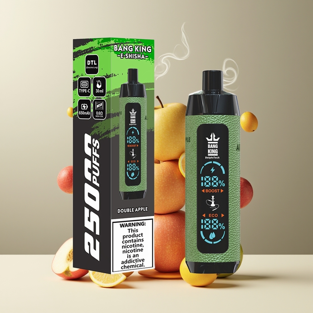 Bang King Shisha 25000 Puffs 30ml 650 mAh Type-C grossister Sverige Dobbelt Æble