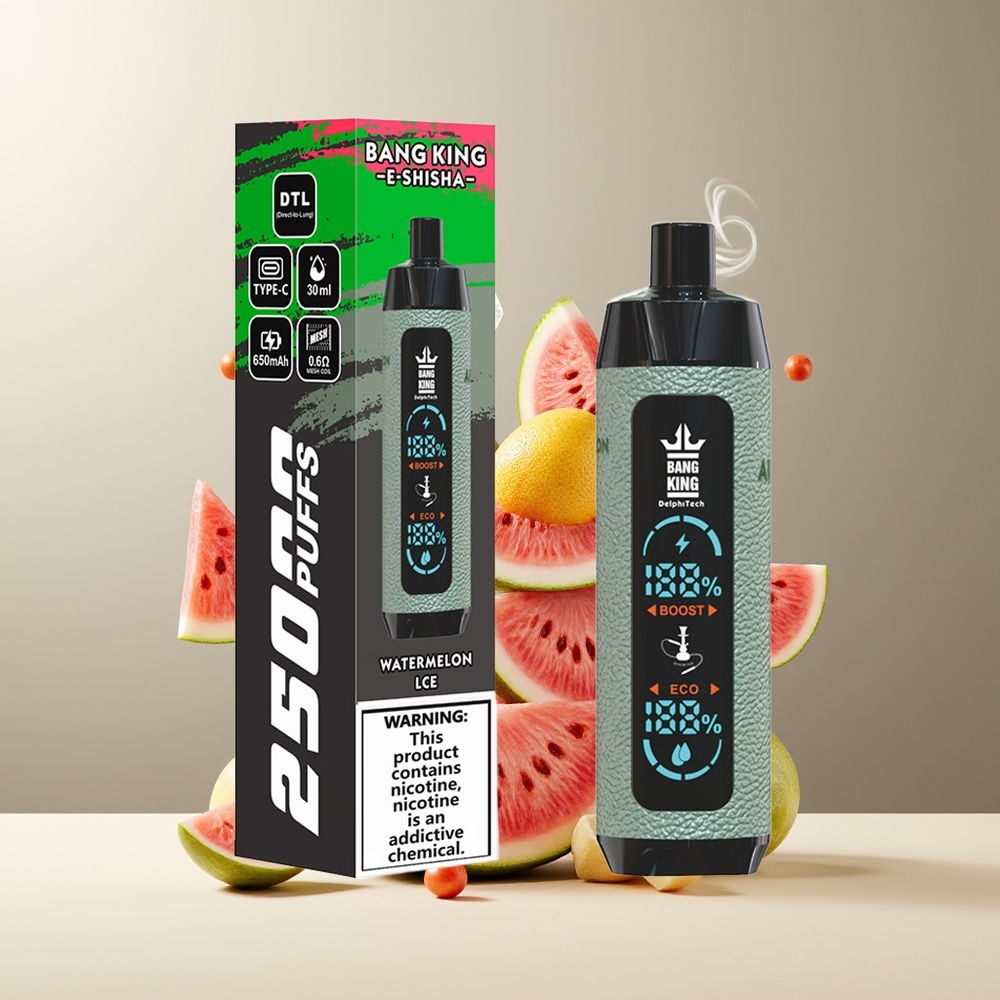 Bang King Shisha 25000 Puffs 30ml 650mAh Typ-C Laddning 06 Ohm Mesh Coil grossister Sverige