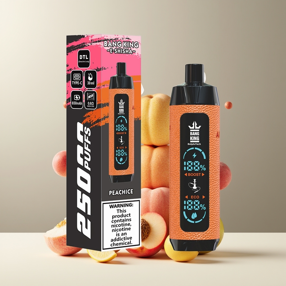 Bang King Shisha 25000 Puffs 30ml 650mAh Type-C grossister Sverige Fersken Is