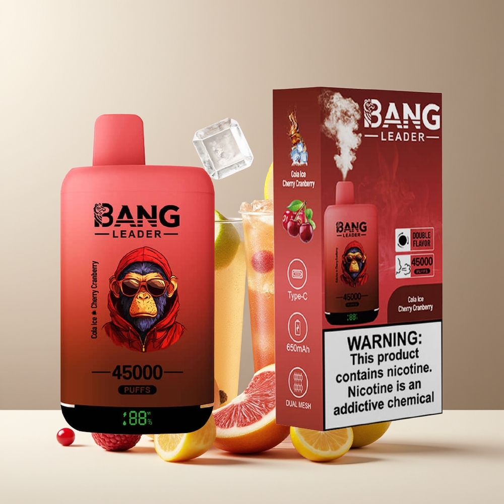 Bang Leader 45000 Puffs Engangs Vape Grossister Sverige med Smart Skärm Type-C USB och Dubbla Smaker 2-i-1 Design