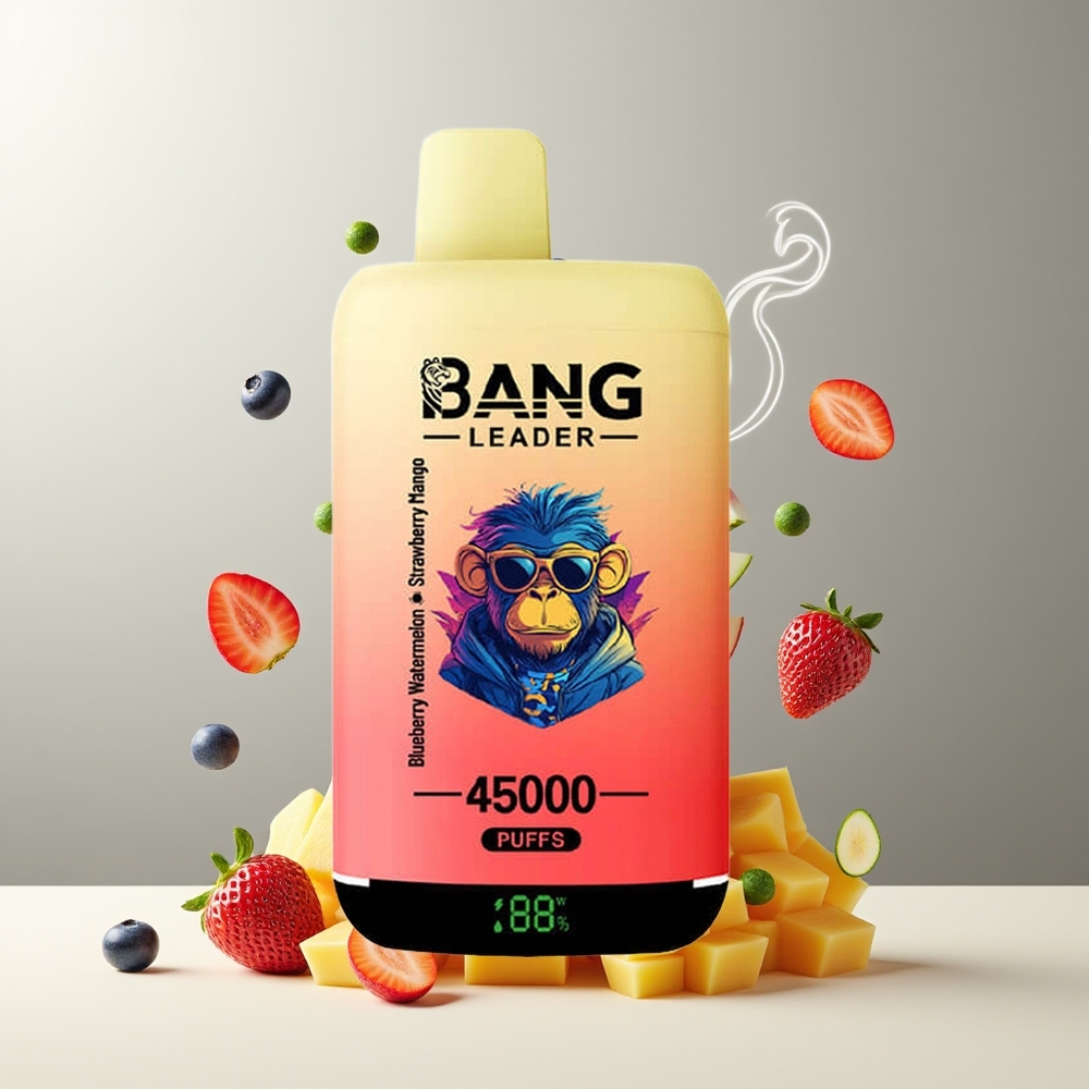 Bang Leader 45000 Puffs Engangs Vape grossister Sverige med Smart Skärm Type-C USB och Dubbelsmak 2-i-1 Design