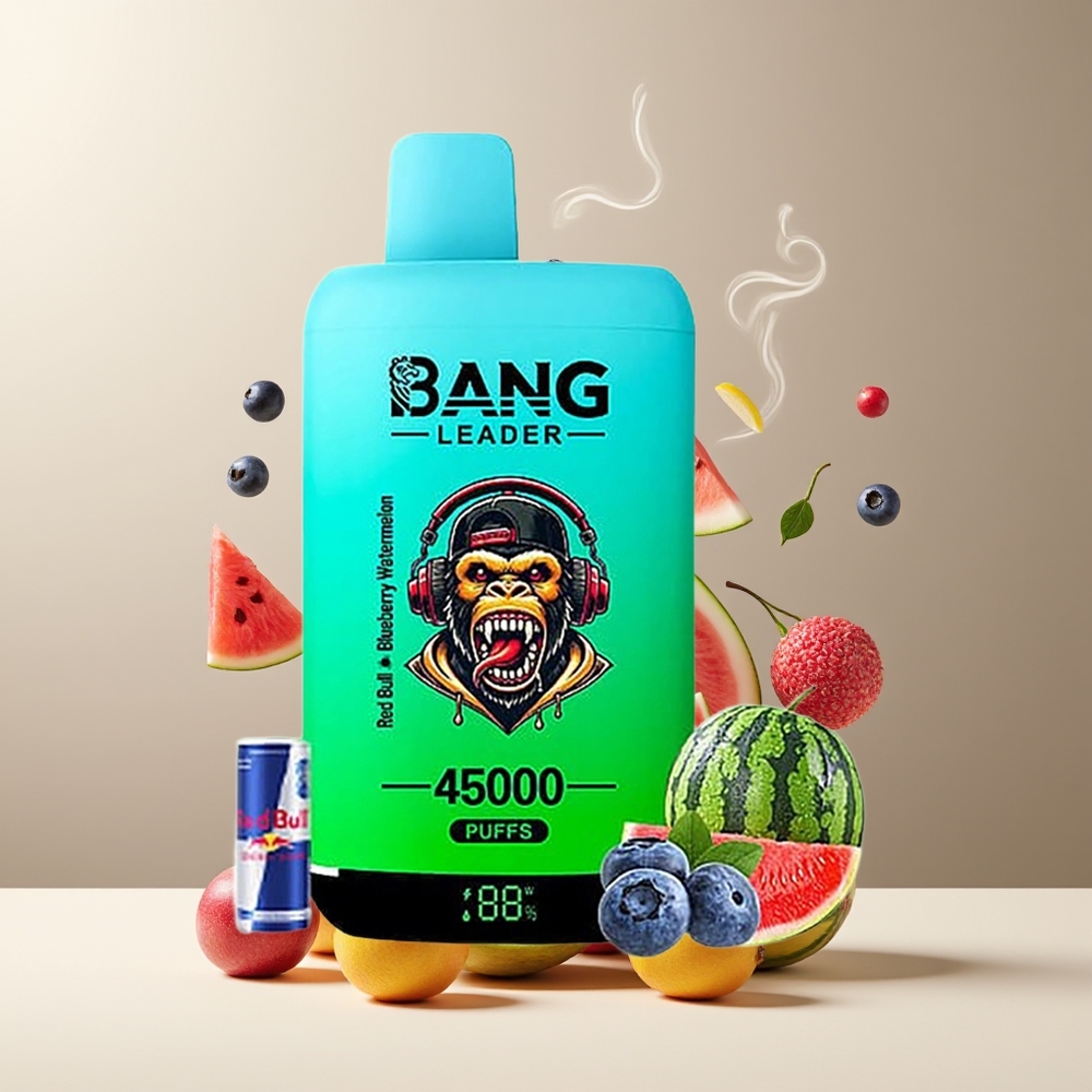 Bang Leader 45000 Puffs Grossister Sverige Engangs Vape med Smart Skärm Typ-C USB och Dubbla Smaker
