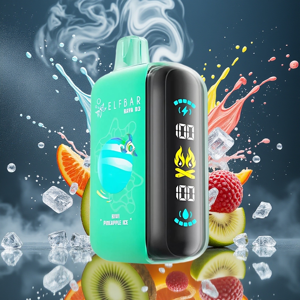 ELF BAR RAYA D3 25000 Puffs Disposable Vape 23ml 5 Nikotin 850mAh Batteri Type-C Laddning 20 Smaker grossister Sverige Kiwi Ananas Glass