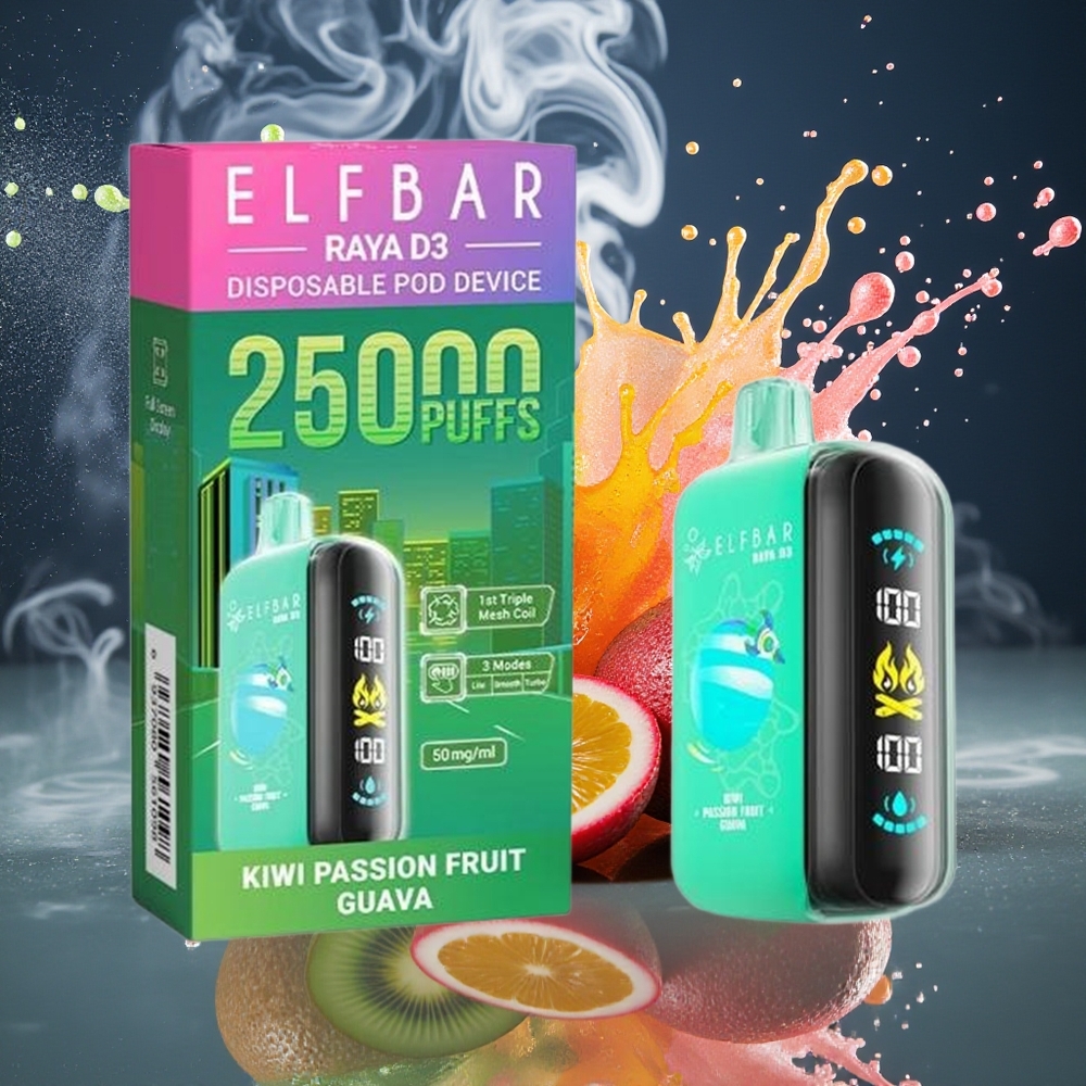 ELF BAR RAYA D3 25000 Puffs Disposable Vape 850mAh 23ml 5 Nicotin 20 Smaker Type-C grossister Sverige